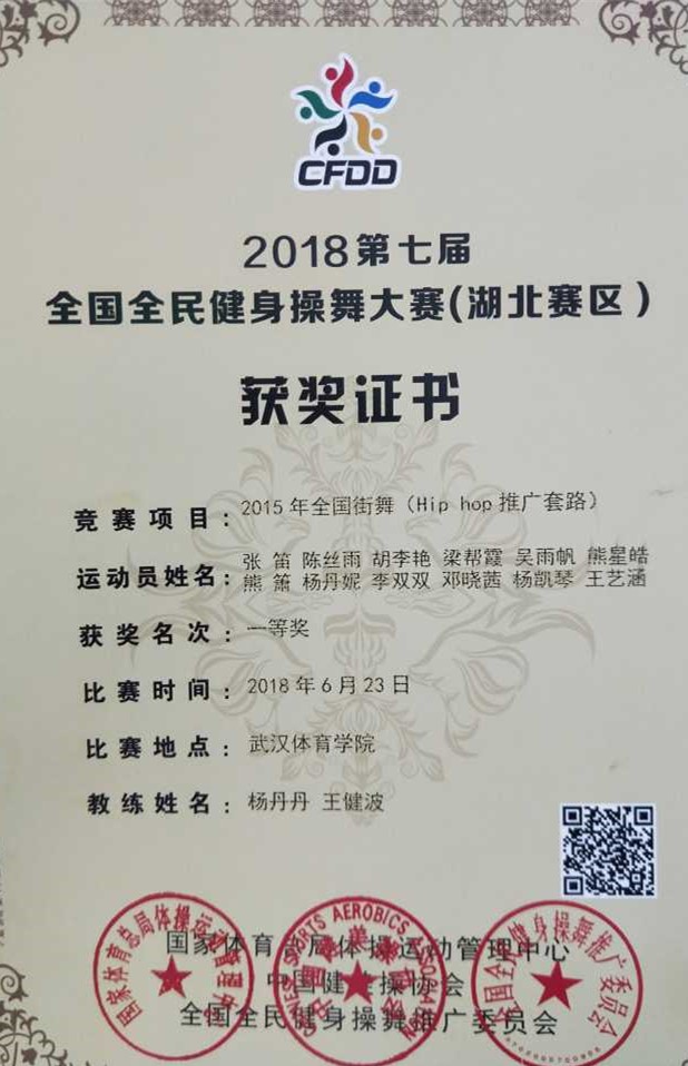 我校参赛队伍在2018第七届全国全民健身操舞大赛中取得佳绩