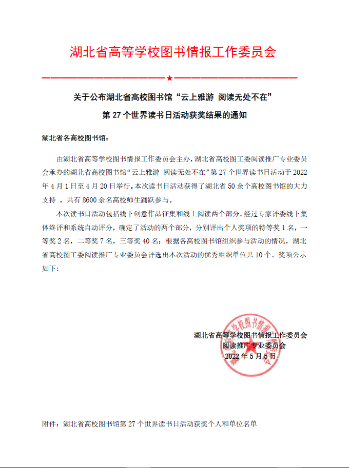 喜报!五大联赛学子在省高校图书馆第27个世界读书日活动大赛中获佳绩
