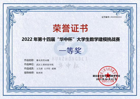 喜讯!我校在第十四届“华中杯”大学生数学建模挑战赛中获佳绩!