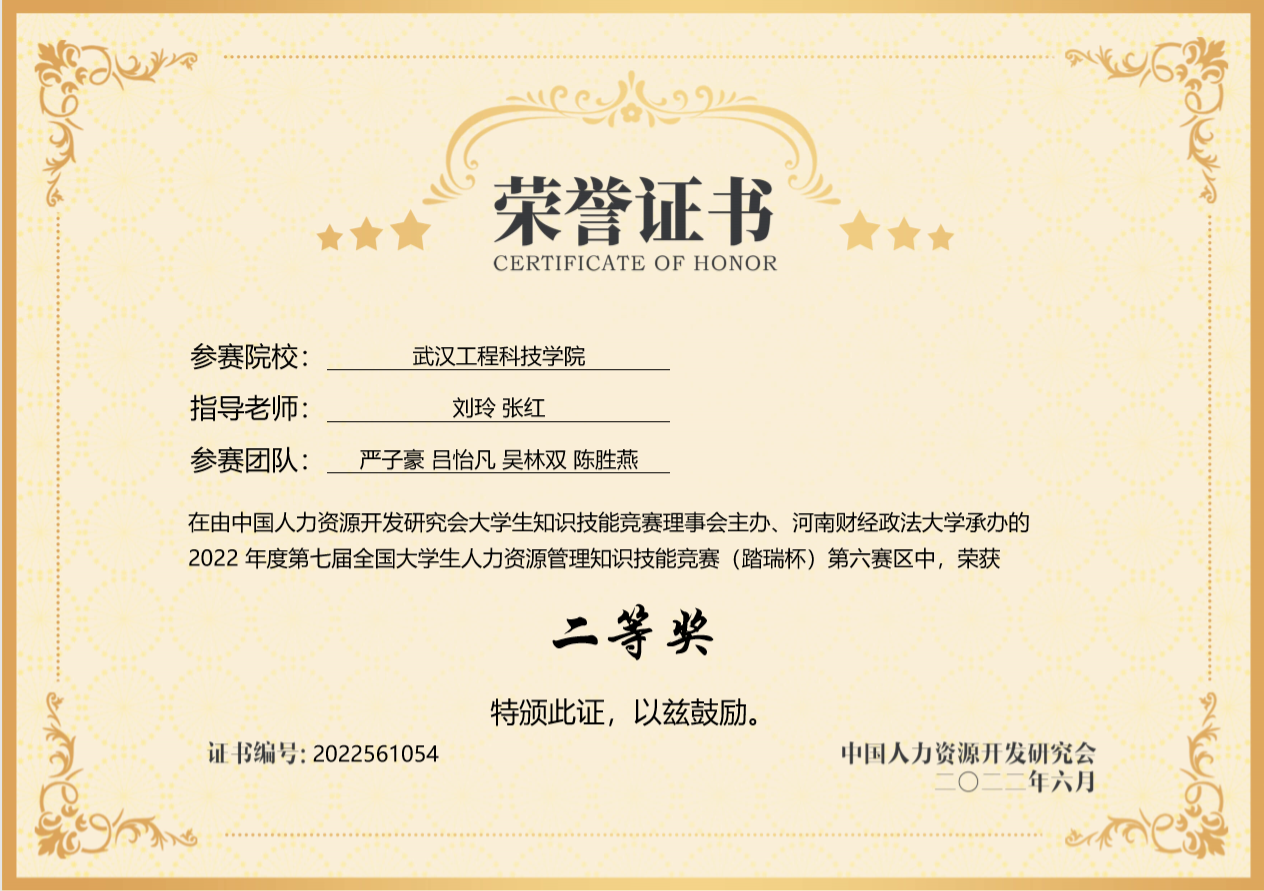 经济与管理学院学子在第七届“踏瑞杯”全国大学生人力资源管理知识技能竞赛中获佳绩