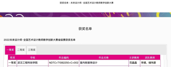 喜报!我校《室内软装饰设计》课程团队获2022未来设计师·全国艺术设计教师教学创新大赛省级一等奖