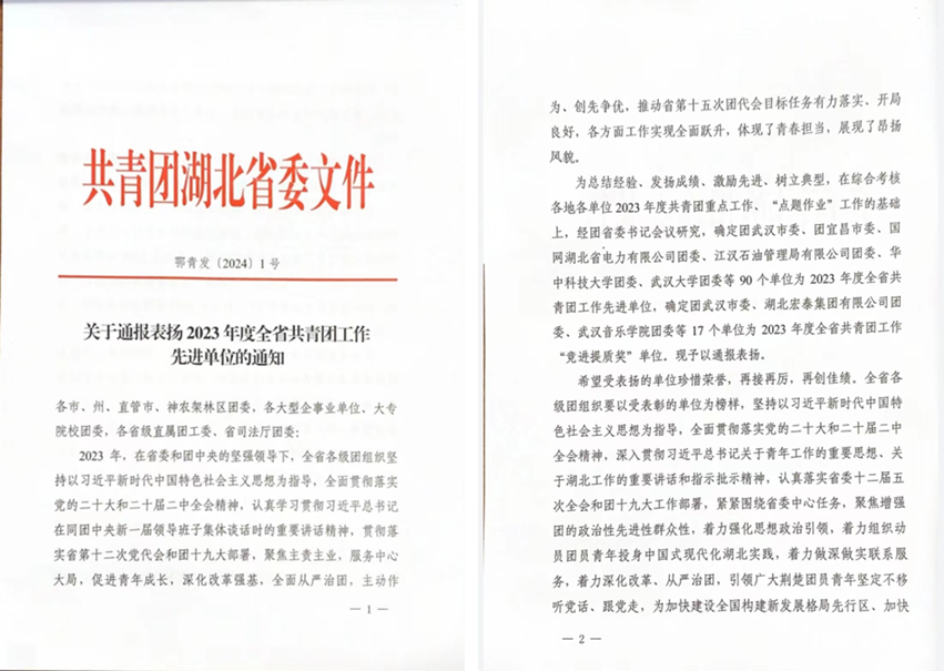 喜报!学校团委获2023年度全省共青团工作先进单位
